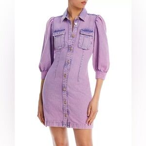 Essentiel Antwerp Cotton Dammer Denim Mini Dress in Purple XS G6